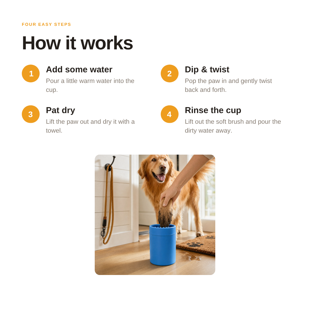 Portable Dog Paw Cleaner Cup — Muddy Paws Cleaned in Seconds
