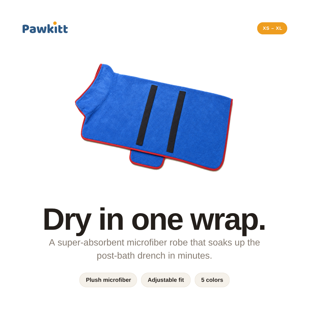 Microfiber Dog Drying Robe — Absorbent Bath & Post-Walk Wrap
