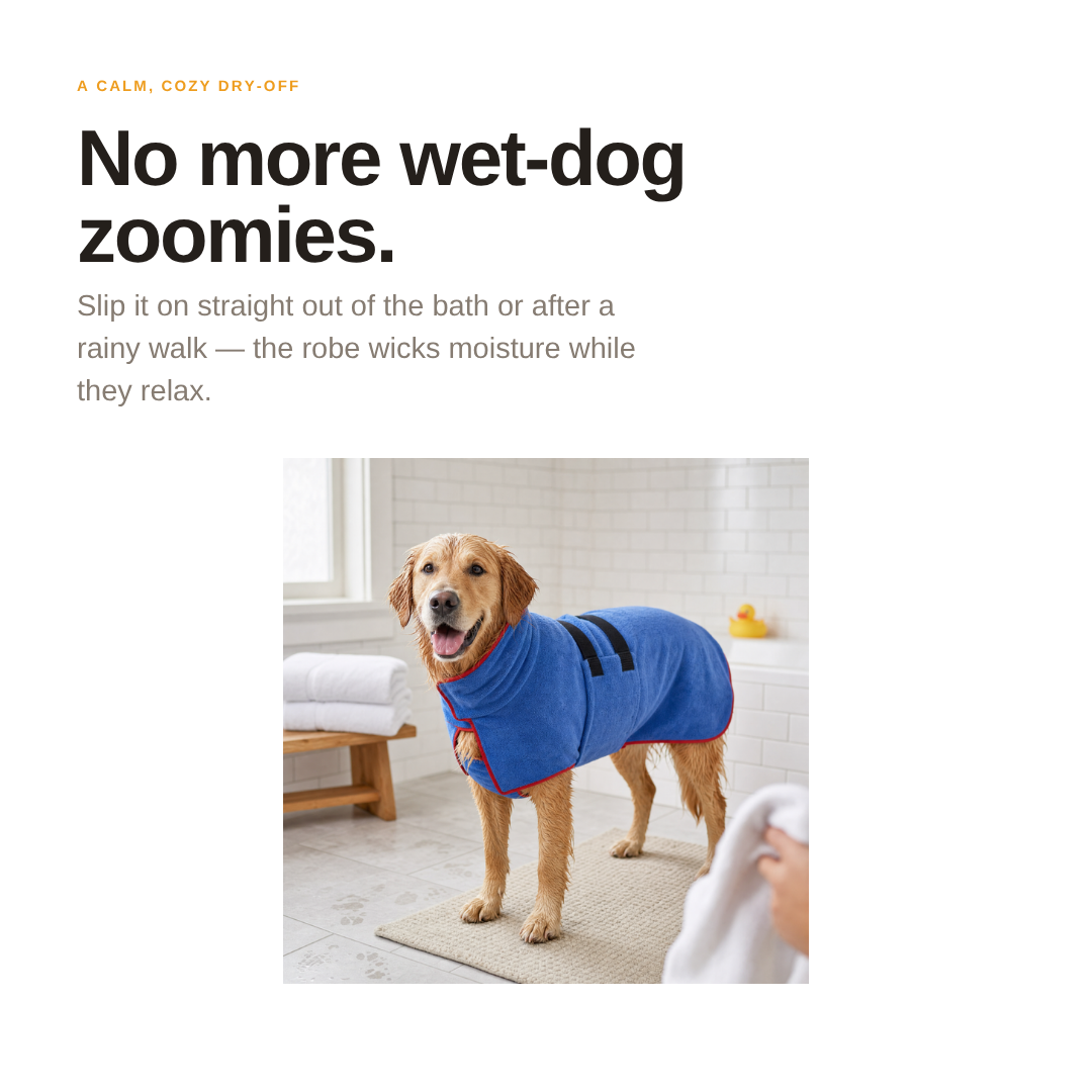 Microfiber Dog Drying Robe — Absorbent Bath & Post-Walk Wrap