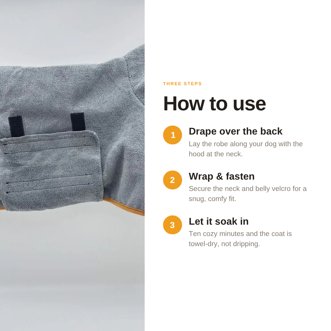 Microfiber Dog Drying Robe — Absorbent Bath & Post-Walk Wrap