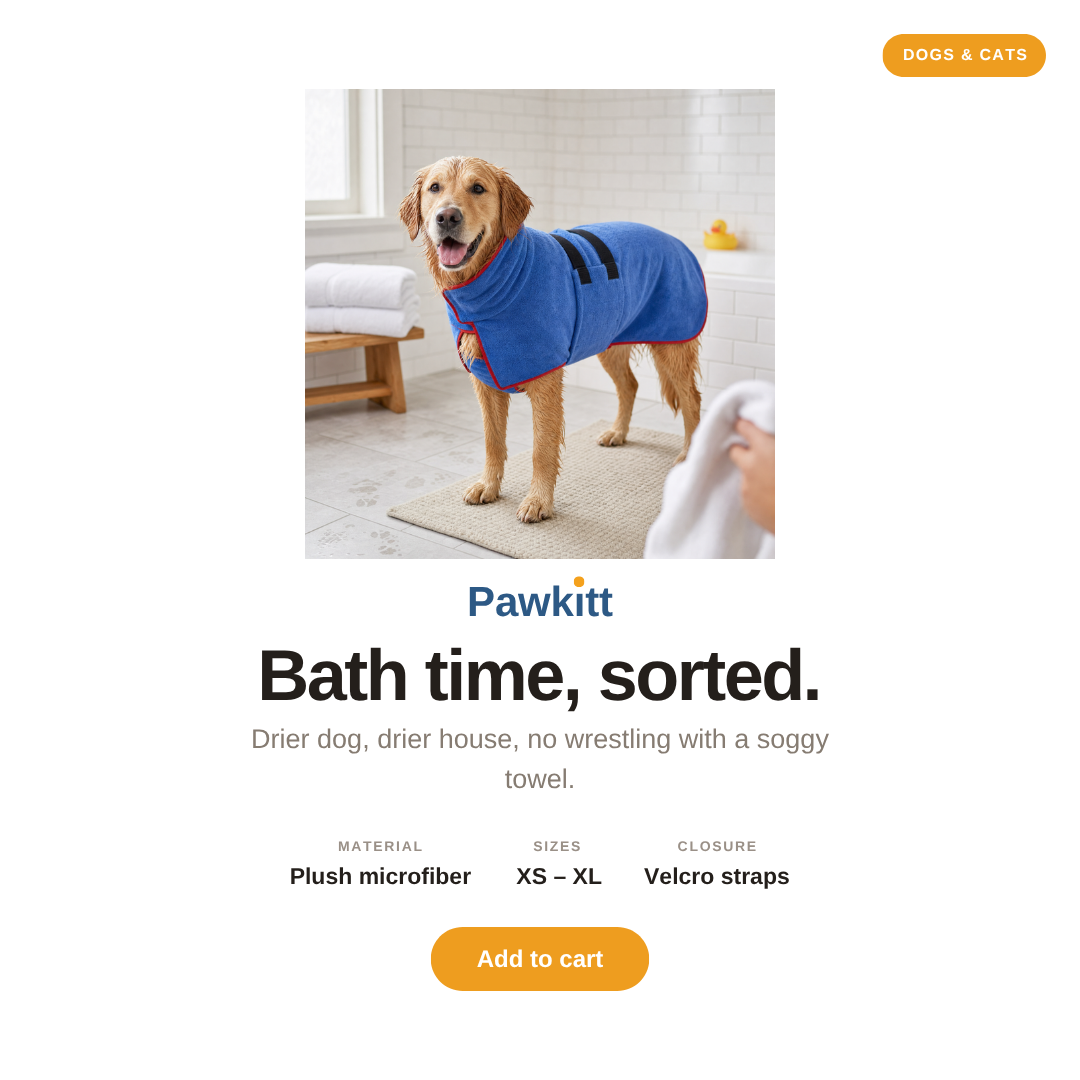 Microfiber Dog Drying Robe — Absorbent Bath & Post-Walk Wrap
